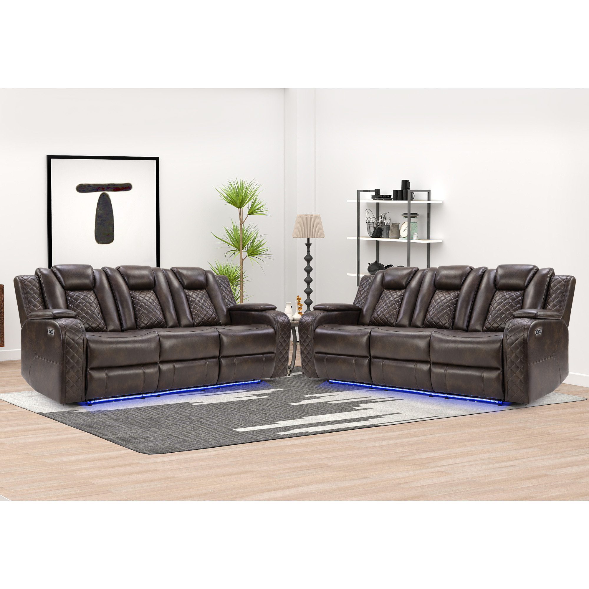 Ivy Bronx Lamica Upholstered Faux Leather Power Reclining Sofa